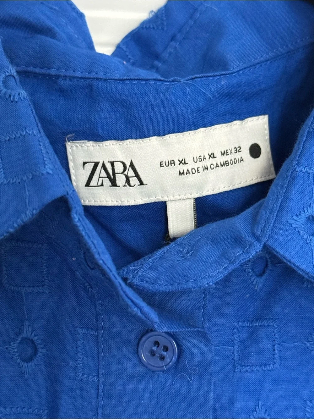 Zara Royal Blue Short Shirtwaist Mini Dress - Picture 3 of 4